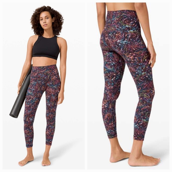 Lululemon Athletica 2020 6 Colorful Neon Foliage Nulux High Rise Crop Leggings - Picture 1 of 14